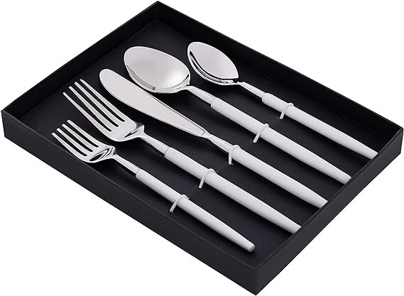 White Print Cutlery Set