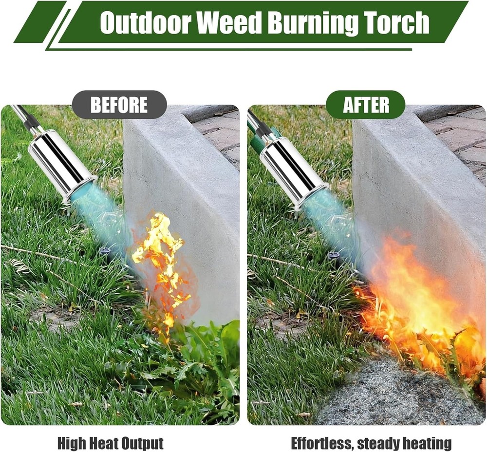 Propane Torch Weed Burner, Adjustable Flame Thrower with Detachable Handle, Blow