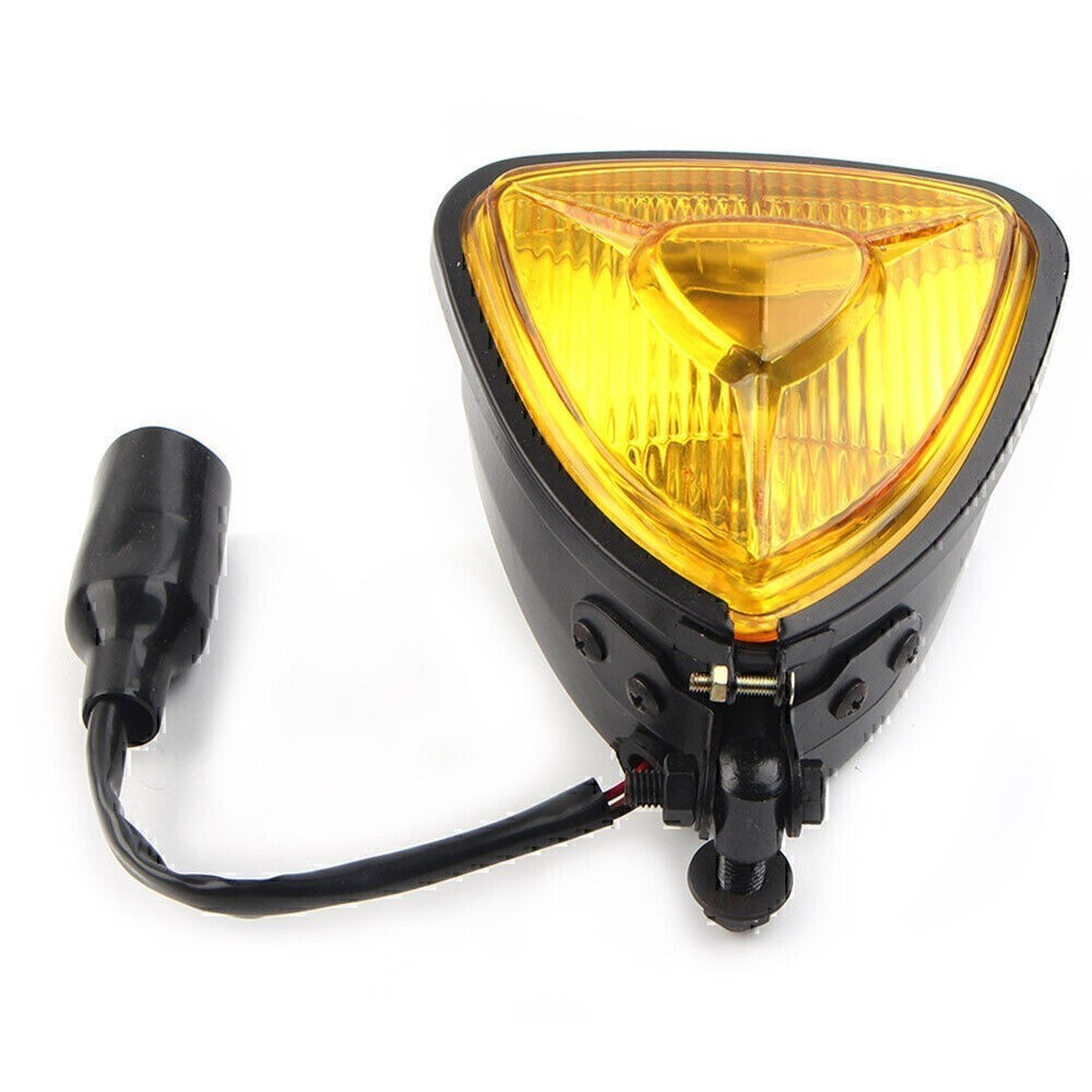 Amber 12V Triangle Motorcycle Headlight Lamp for Harley Chopper Bobber Custom