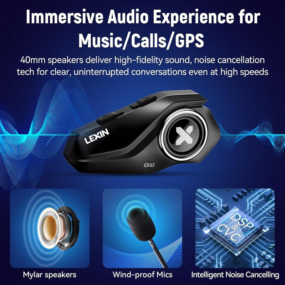 G1 Motorcycle Bluetooth Headset - Multiple Mic Options & Great Sound