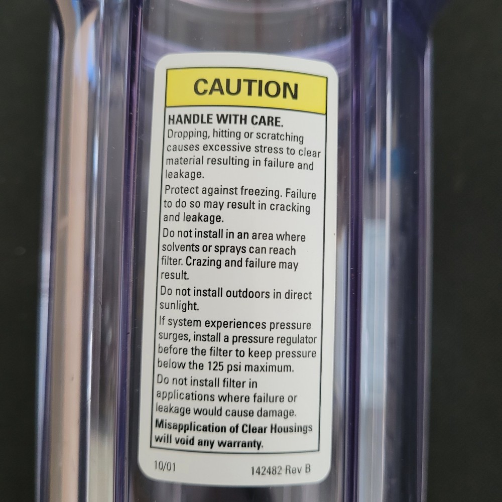 Pentair Pentek 142482 Rev B Home Clear Filter Housing And Filter