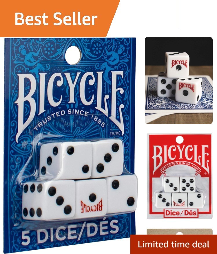 Bicycle 5-Count  Plastic Dice Set for Poker and Classic Games