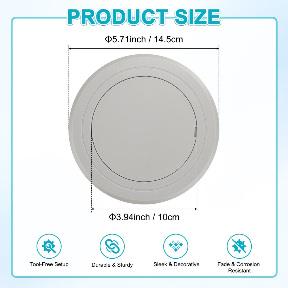 1-Pack Access Panel for Drywall, 4x4 Inch Round Plastic Removable [Gray]