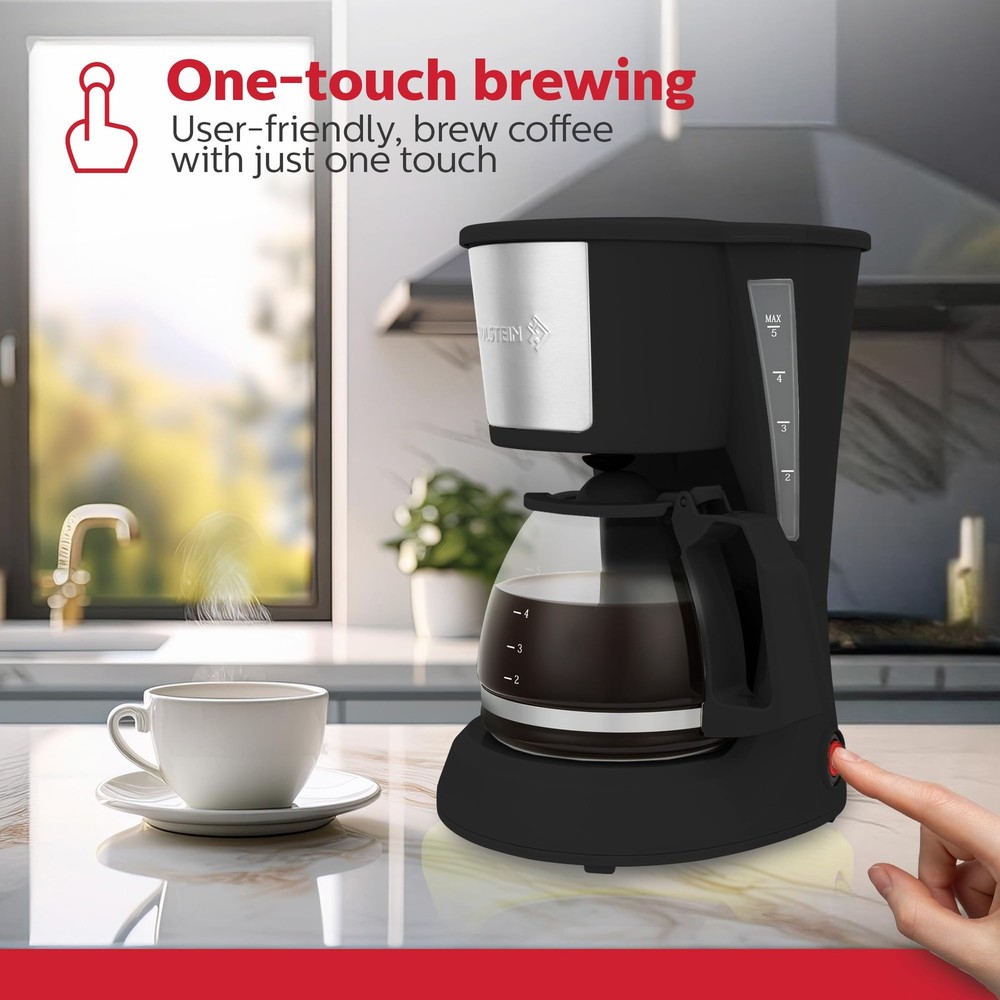 Holstein Housewares 5 Cup Drip Coffee Maker – Compact and 5 Cup, Black