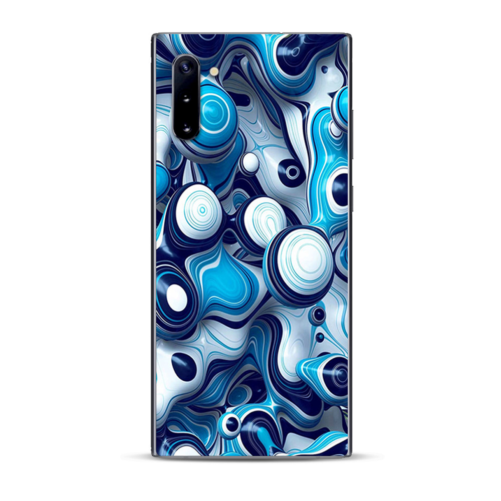 Skins Decal Wrap for Samsung Galaxy Note 10 Mixed Blue Bubbles Glass