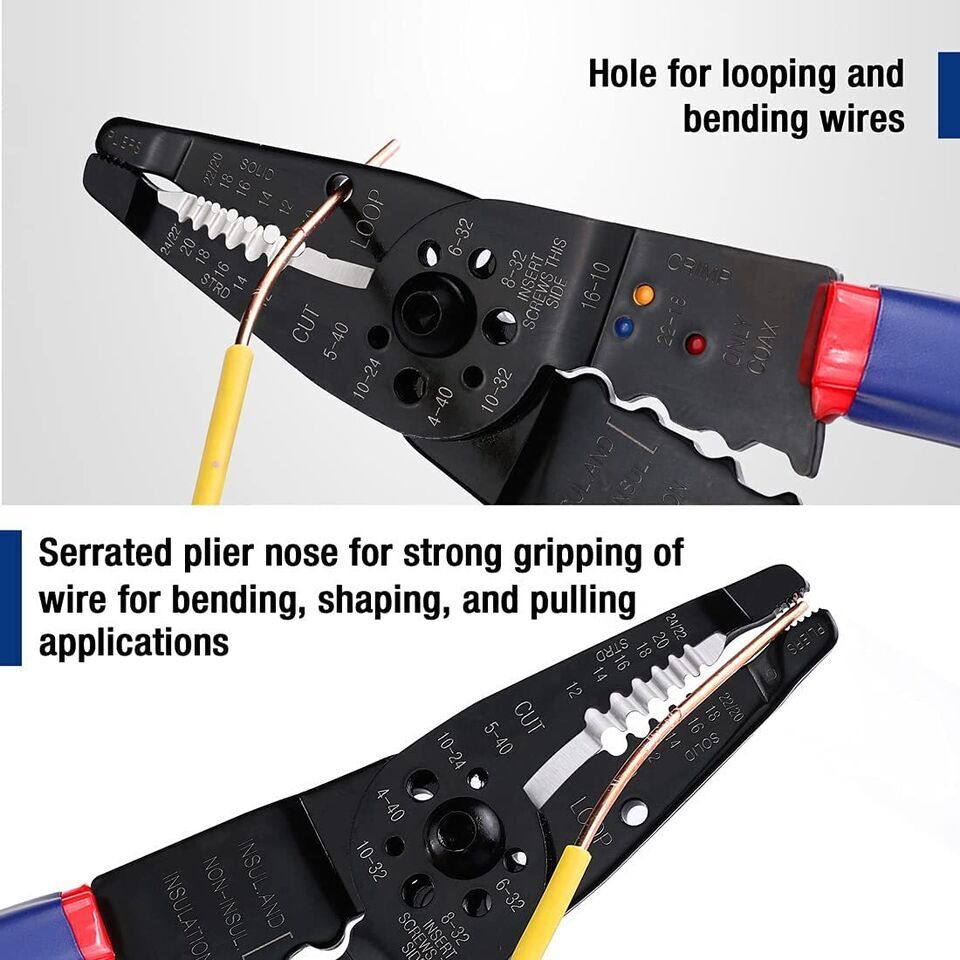 WORKPRO Wire Stripper Set 8" Self-Adjusting Wire Stripper 8" Multi-Tool Stripper
