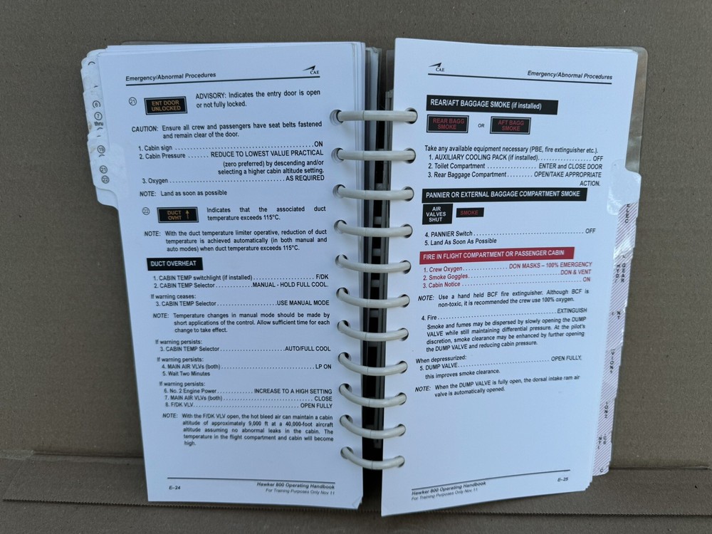CAE Hawker 800 Operating Handbook