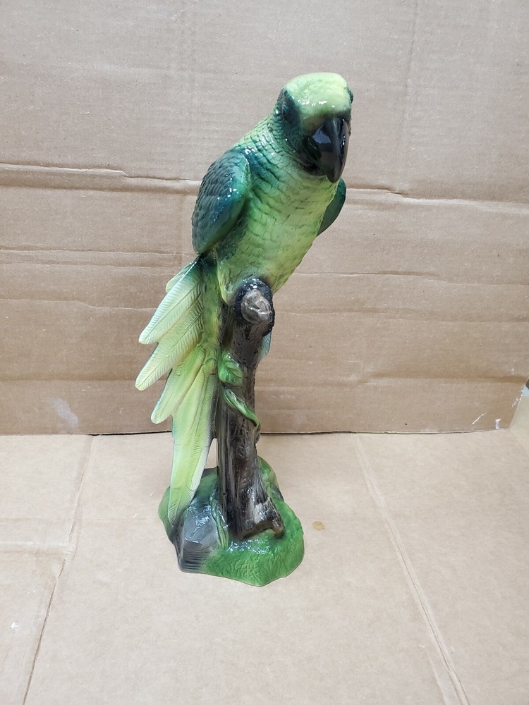 17" Ceramic Bird On Perch Airbrushed Figurine