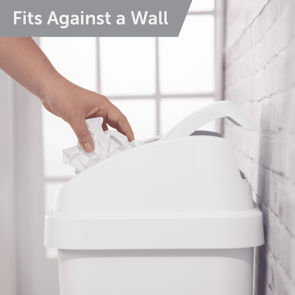 Kitchen Trash Can, 13 Gallon Plastic Garbage Bin with Swing Top Lid, Light Gray
