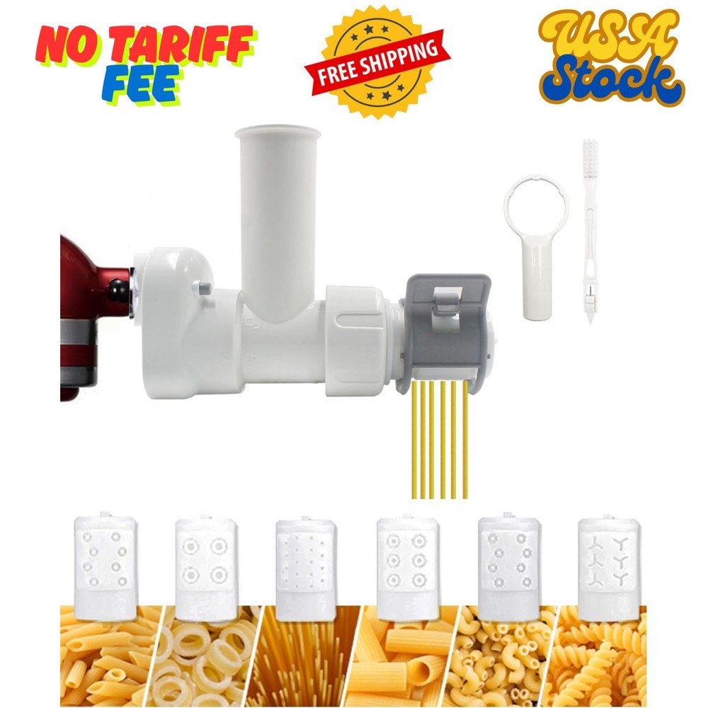 Pasta Maker Attachment for Kitchen Aid Stand Mixers with 6 Interchangeable Diff