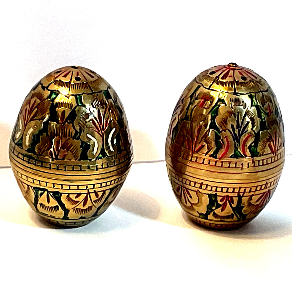 2 Vintage Brass Incense Burners Egg Shape 2.5” Tall