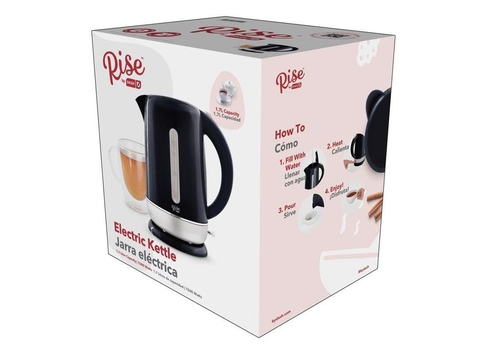 Black Polypropylene 1.7 L Electric Tea Kettle with Automatic Shut-Off