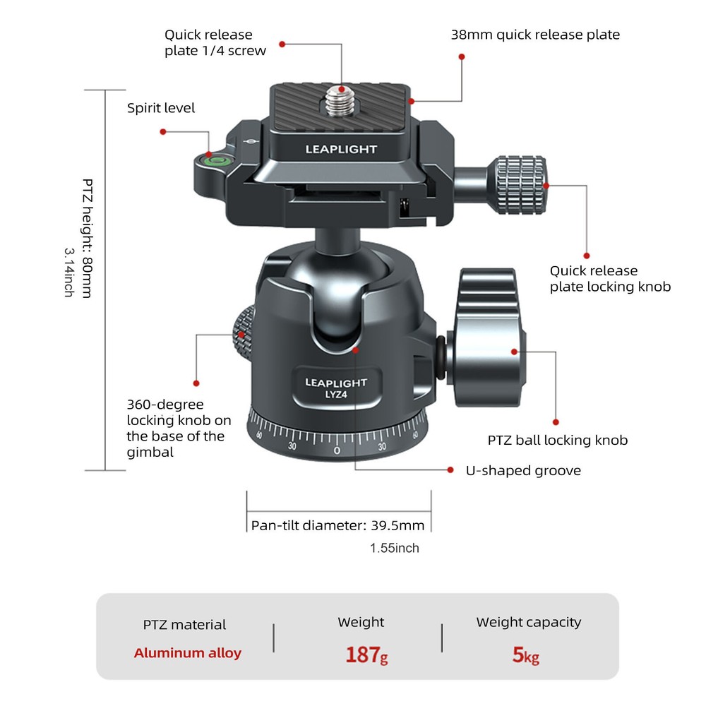 Tripod Ball Head Ballhead Mount Universal Rotating Ballhead Mount