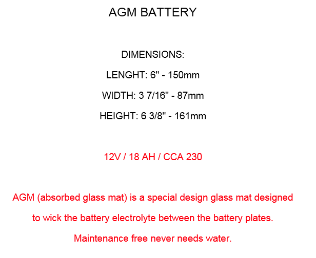 AGM Battery for Polaris 800 Switchback 2012 2013 2014 2015 2016 2017 2018