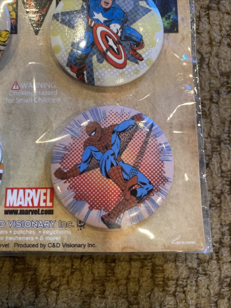 2010 Marvel Comics Assorted Artworks Button Set, 4 Piece - Mint and Sealed