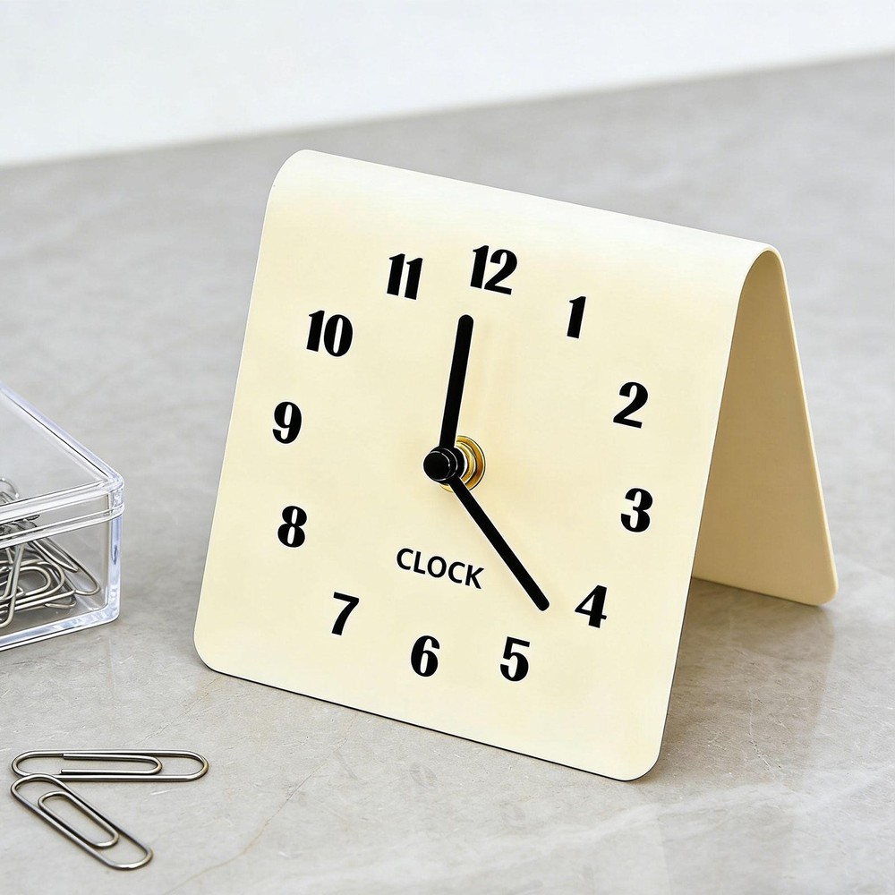 Table Analog Clock Non Ticking Ornament Silent Modern Decorative Tabletop Clock