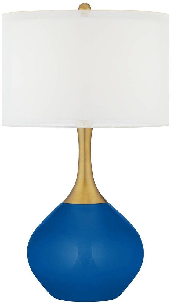Color Plus Nickki Brass 30 1/2" High Hyper Blue Modern Table Lamp
