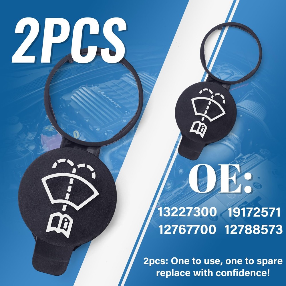 Biabari 2PCS Windshield Washer Fluid Reservoir Cap, Leak-Proof Black