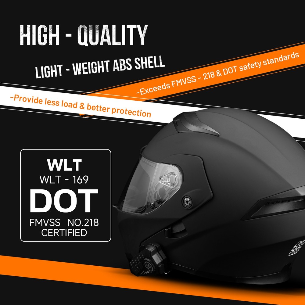 LED Dual Visors Flip Up Bluetooth Modular Full Motorcycle Helmet Intercom DOT