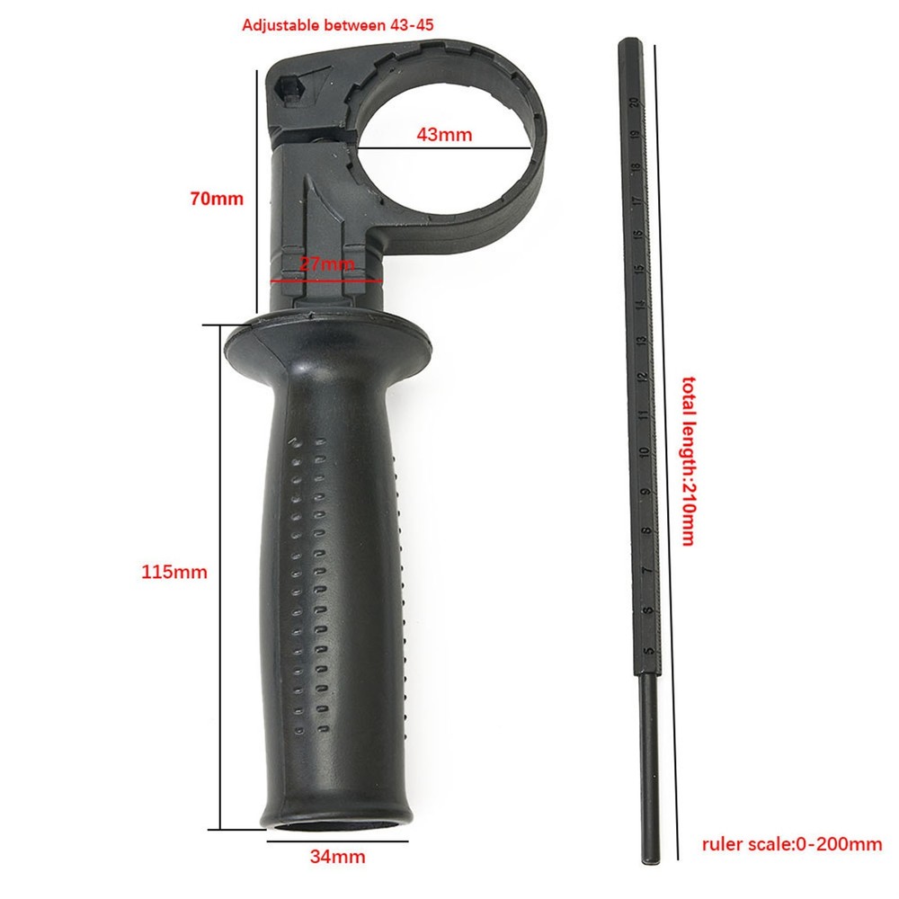 Versatile Black Hammer Drill Side Handle for Various Power Tools