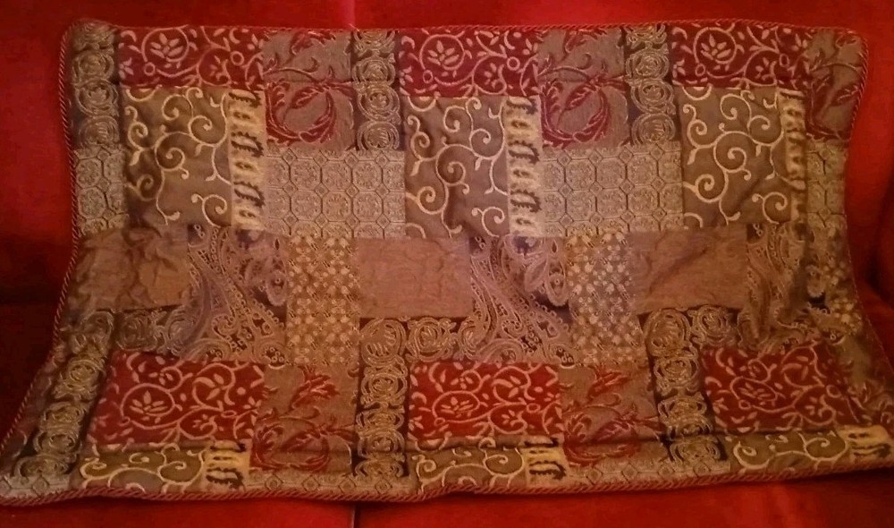 Croscill (2) Pair Pillow Shams Reds Gold Rust 43"X27" Boho Baroque