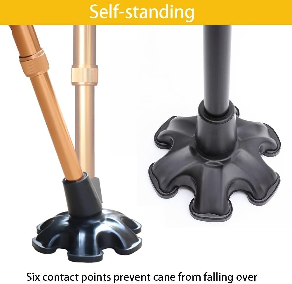 Durable Self-Standing Cane Tip - 6 Support Feet for Extra Stability and Comfort