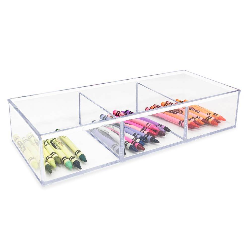 Large 3-Compartment Acrylic Stackable Organizer (12.9" L x 5" W x 2.7" H), Mu...