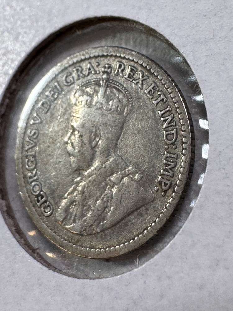1917 Canada 5 Cents Small Silver Coin Cleaned