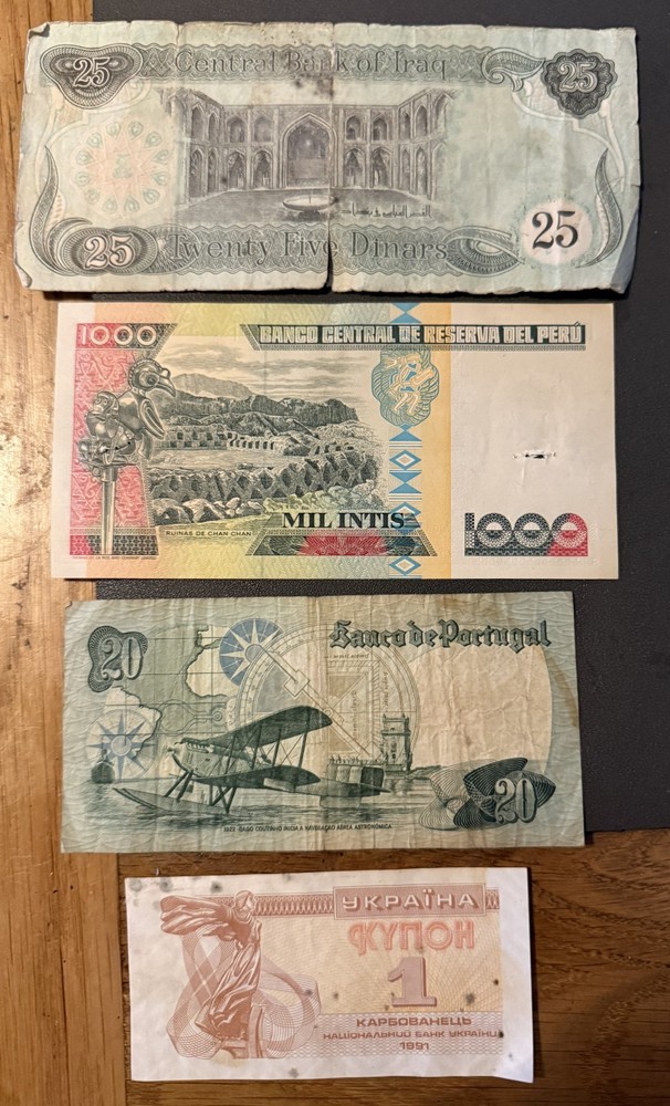 4 old foreign bank notes