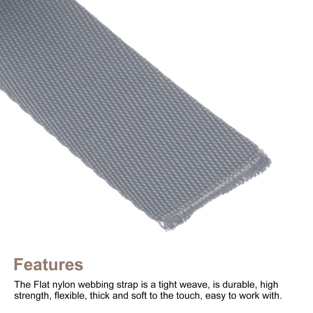 Flat Nylon Webbing Strap 1 Inch 10 Yards Light Grey for Backpack, Luggage-rack