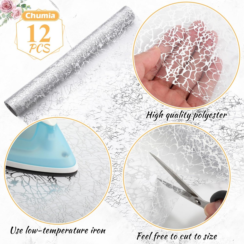 12 Pieces Silver Table Runner 12 x 85 Inch Sequin Glitter Table Runner Roll M...