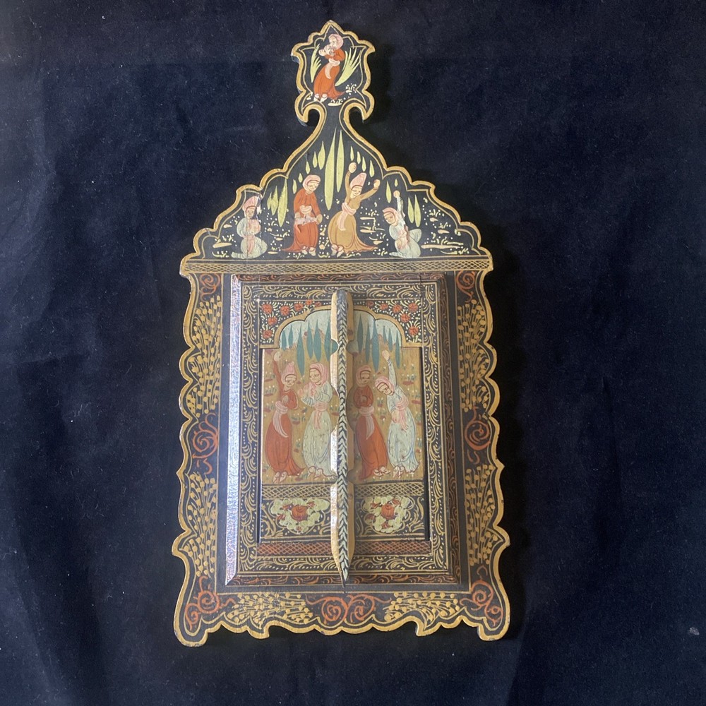 Antique Handpainted Qajar Laquer Mirror