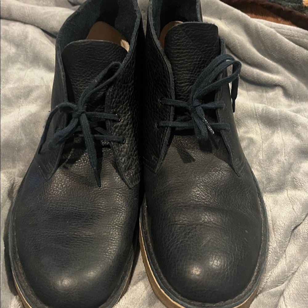 CLARKS DESERT BOOT - NAVY LEATHER 11.5