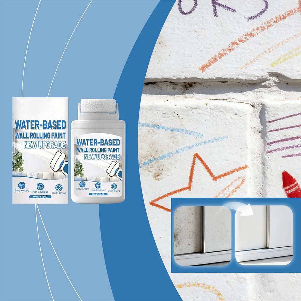 White Wall Paint Roller, Fast-Drying Water-Based Wall Repair Rolling Brush