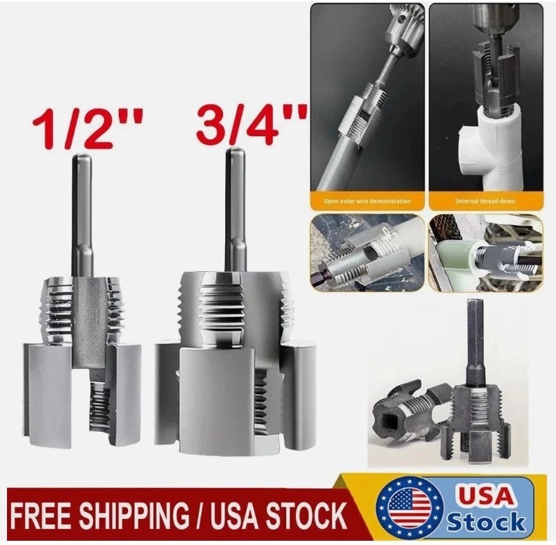 2pcs Integrated Internal & External Pipe Threading-Tool,PVC Pipe Threader Kit
