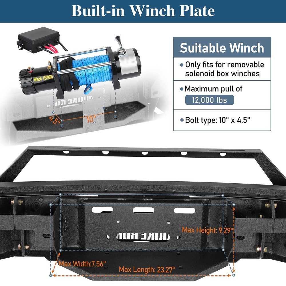 F150 Front Winch Bumper 2021-2023 Excl Raptor D-ring Mounts LED Lights