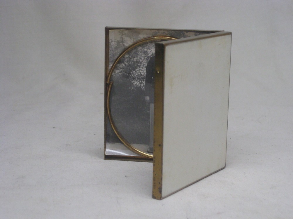 vintage compact photograph frame old painted hinged folding photo display box