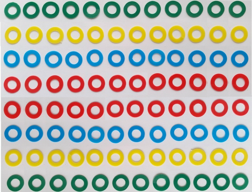 Poly  Nylon Washers, 100 X All Purpose, all Sizes, thin colorful washers