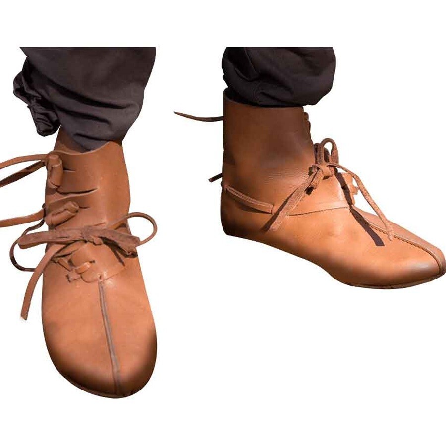Viking Leather Toggle up boot pair Brown Leather Button up boot footwear pair