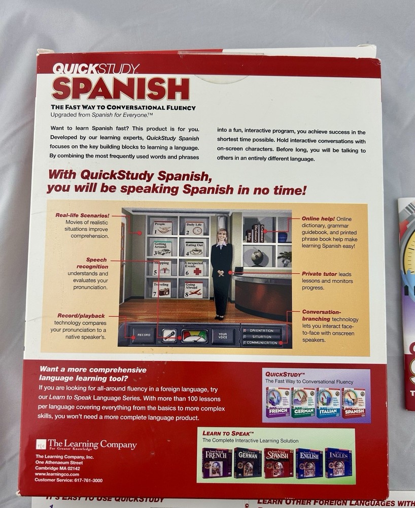 1998 Quick Study Conversational Spanish Learning Company Education 3-CD Set
