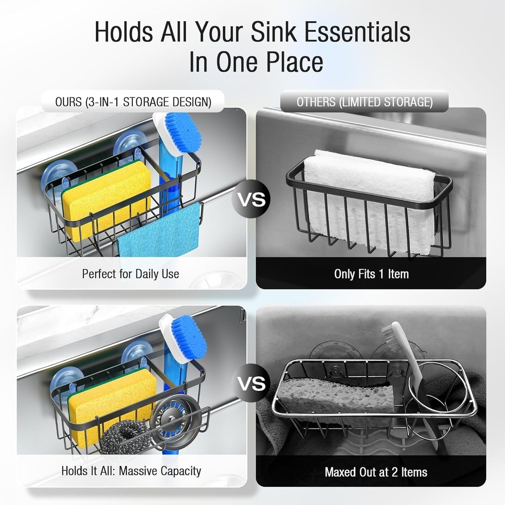 Organizador Esponja Cocina Bano Adhesivo Con Ventosa Extra 7.09"L x 4.33"W x 2.7