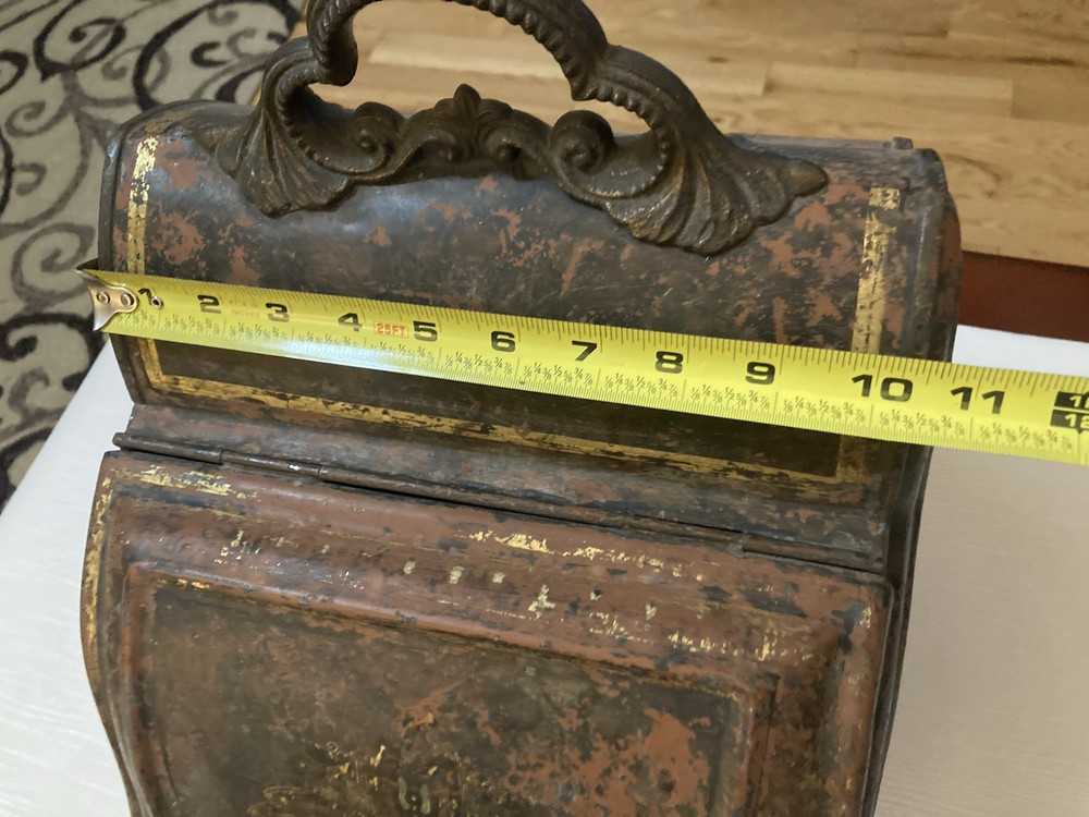 Antique Victorian Coal Scuttle Ash Bin RARE W/ Original Paint