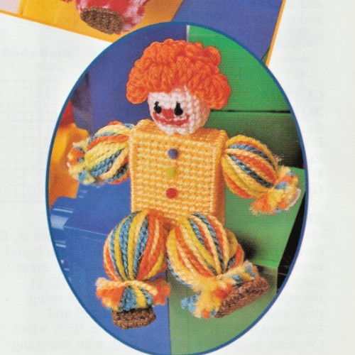 Musical Shelf Sitters - Bear, Clown- PLASTIC CANVAS PATTERN - Removed from Book