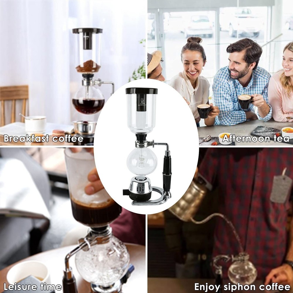 5-Cup Coffee Syphon Tabletop Siphon Gravity Coffee Maker Glass Siphon Vacuum