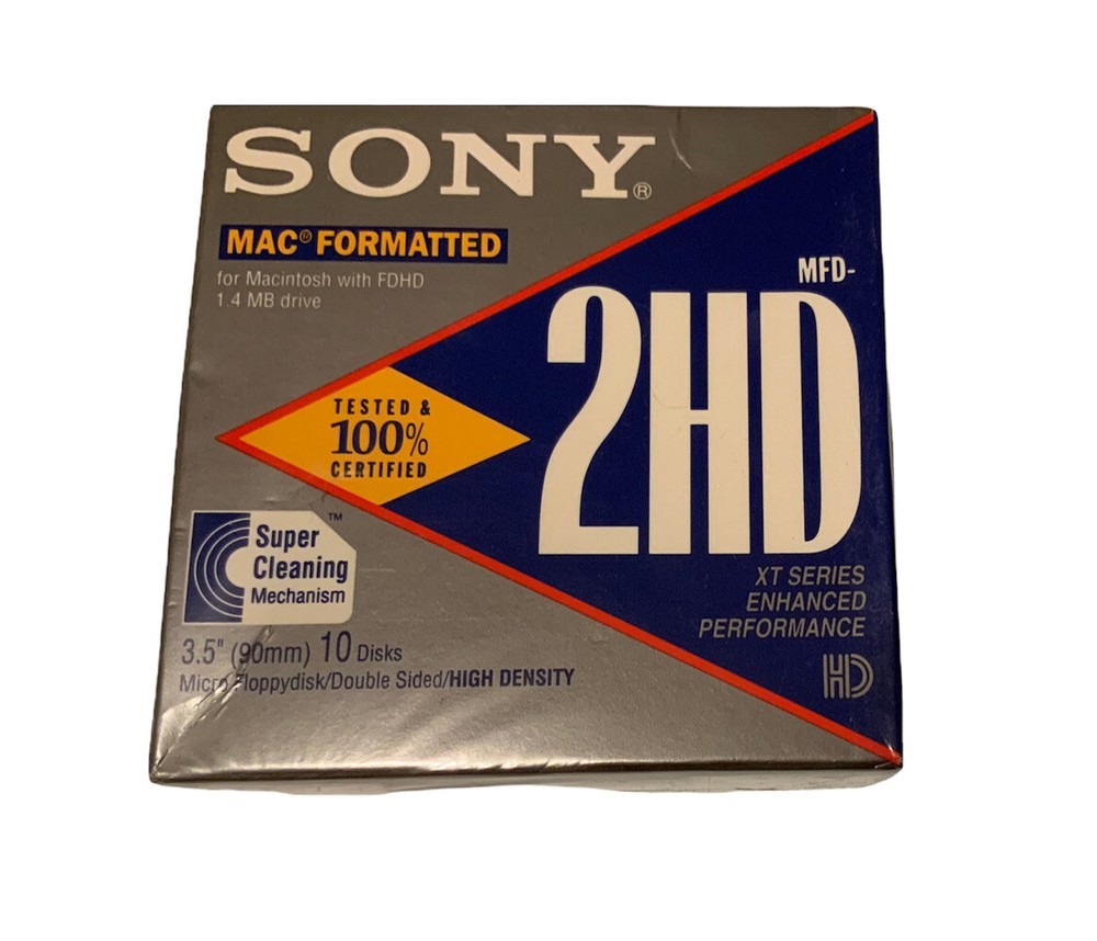 Sealed 10-Pack Sony 3.5" Micro Floppy Disks - MFD-2HD- Mac Formatted
