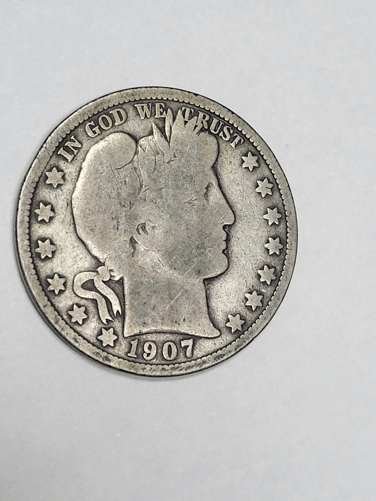 1907 S Barber Half Dollar
