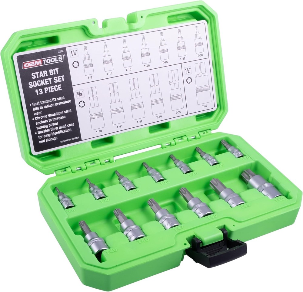 OEMTOOLS 22977 Torx Bit Set 13 Piece, Socket for One Size, Multi
