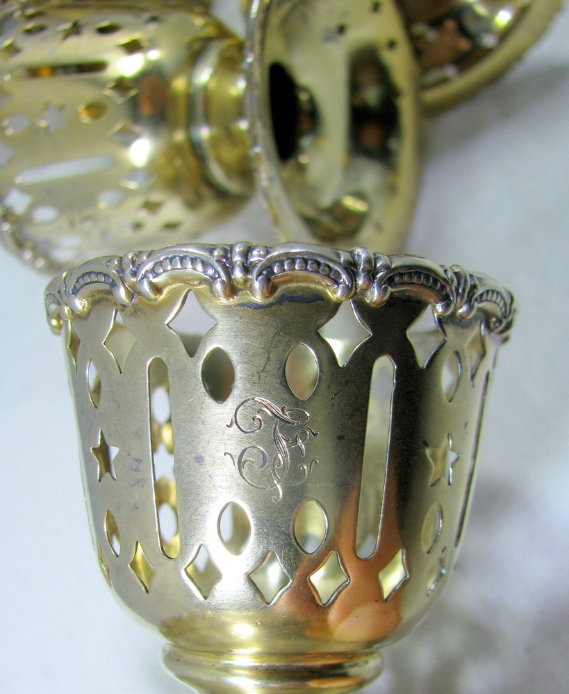 Great Set of 6 Mauser Rococo Sterling Silver Open Work Chocolate Cup Frames