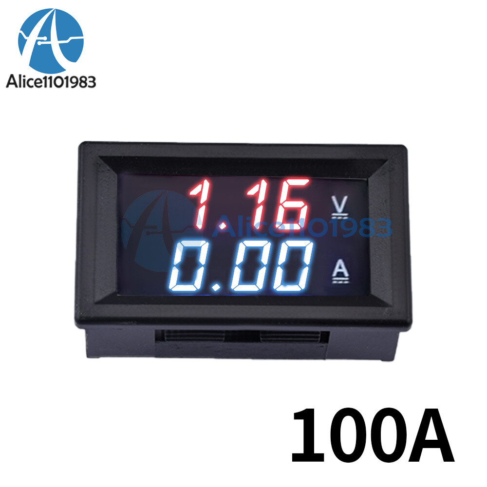 Digital Voltmeter Ammeter 100V 10A 50A 100A LED Display Amp Volt Current Meter
