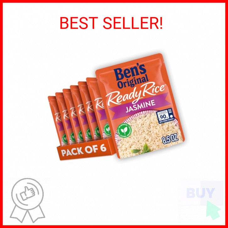 BEN'S ORIGINAL Ready Rice Jasmine Rice, Easy Dinner Side, 8.5 OZ Pouch (Pack of